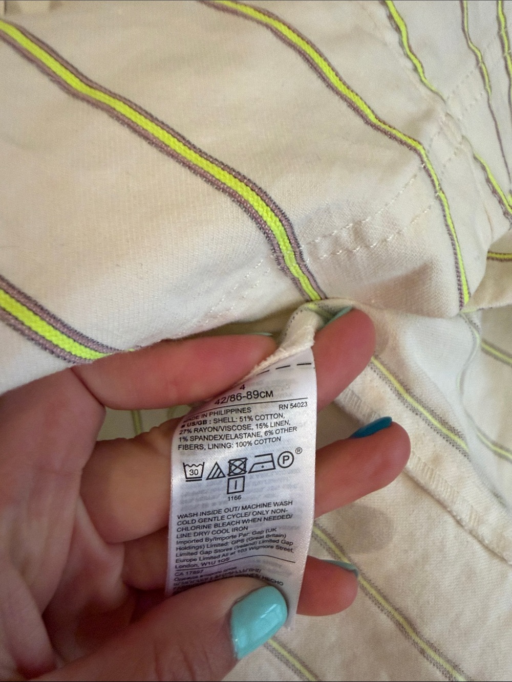 Banana Republic White Mini Dress with Green Stripes - Picture 3 of 5